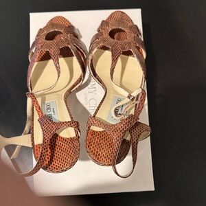 Jimmy Choo Textured Brown Sandals